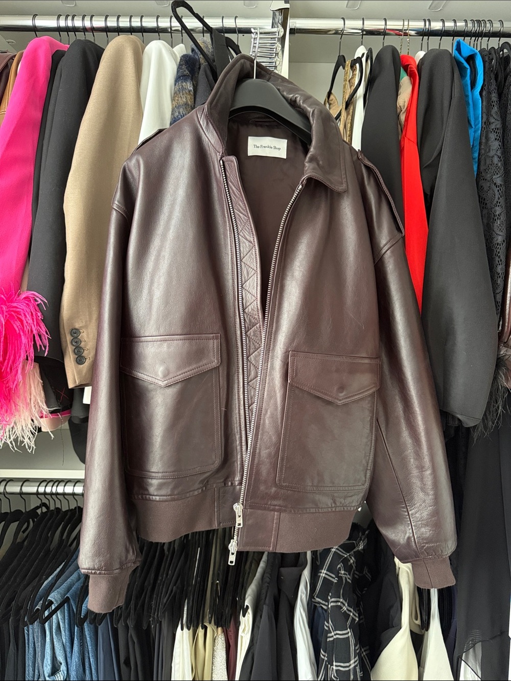 The Frankie Shop VIPER LEATHER JACKET - BROWN - Picture 15 of 17